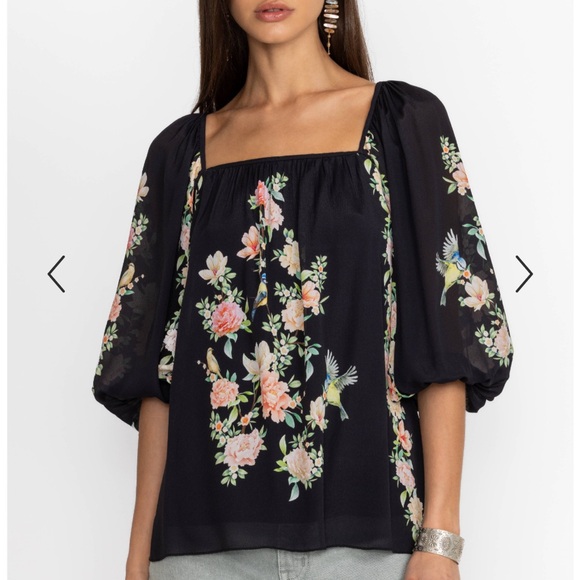 Johnny Was Tops - NEW NWT Johnny Was BYRDIE VISCOSE BLOUSE Floral Black size M